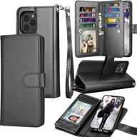 📱 tekcoo wallet case for iphone 12 pro max (6.7 inch) 2020 - black | luxury id cash credit card slots holder carrying pouch folio flip pu leather cover with detachable magnetic hard case and lanyard logo