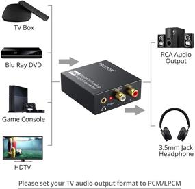 img 3 attached to 🔊 Преобразователь звука Prozor 192KHz Digital to Analog: конвертер ЦАП для PS3 HD DVD PS4, Apple TV и домашнего кинотеатра - оптический в RCA, адаптер Jack 3.5 мм - высококачественное оптическое соединение Toslink