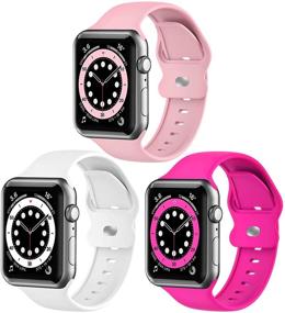 img 4 attached to 📱 Premium Silicone Upgrade Bands for Apple Watch 38mm 40mm 41mm - 3 Pack Replacement Straps for iWatch SE Series 7 6 5 4 3 2 1 - Men's and Women's Sport Smartwatch Bands