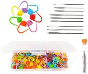 img 4 attached to 🧵 200pcs Knitting Stitch Markers and 9pcs Sewing Needles: Storage Box Included! High-Quality Plastic Crochet Clip Markers in Vibrant Colors. Smooth Surface and Stitch Needle Clip Counters Ensure Safe DIY Projects.