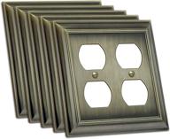 [5 pack] bestten aged brass zinc alloy 2 gang duplex wall plate logo