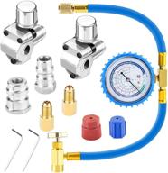 r134a charging hose kit with bpv31 bullet piercing tap valve and gauge – u-charging hose for easy refrigerant can access and port compatibility with r-12/r-22 logo