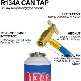 img 1 attached to R134a Charging Hose Kit with BPV31 Bullet Piercing Tap Valve and Gauge – U-Charging Hose for Easy Refrigerant Can Access and Port Compatibility with R-12/R-22