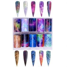 img 2 attached to 🌟 Kalolary 20 Color Starry Sky Stars Nail Art Foil: Holographic Nail Transfer Stickers for Professional Salons or Home Use