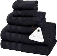 🔲 casa haus 6-piece air twist premium cotton towel set - 600 gsm, eco-friendly, ultra-soft, plush bath towels - oeko-tex certified - dark black (2 king size bath towel, 2 hand towels, 2 face towel) logo
