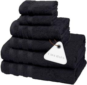 img 4 attached to 🔲 Casa Haus 6-Piece Air Twist Premium Cotton Towel Set - 600 GSM, Eco-Friendly, Ultra-Soft, Plush Bath Towels - Oeko-Tex Certified - Dark Black (2 King Size Bath Towel, 2 Hand Towels, 2 Face Towel)