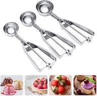 🍪 cookie scoop set: premium 18/8 stainless steel ice cream scoop trio for baking, melon scoop - large, medium, small sizes included logo