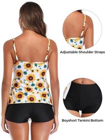 img 2 attached to 🌻 Stylish & Flattering Sunflower Printed Tankini Swimsuits by Summer Mae Women - 2 Piece Set