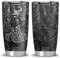 🏔️ vibrant viking odin celtic 20oz tumbler cup with lid, 64hydro print, insulated double wall vacuum, sporty thermos for travel coffee logo