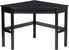 img 3 attached to 💻 SEI Furniture Space Saving Corner Computer Desk with Slide-Out Keyboard Tray - Stylish Black Design