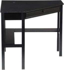 img 4 attached to 💻 SEI Furniture Space Saving Corner Computer Desk with Slide-Out Keyboard Tray - Stylish Black Design