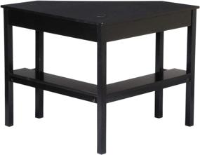 img 1 attached to 💻 SEI Furniture Space Saving Corner Computer Desk with Slide-Out Keyboard Tray - Stylish Black Design