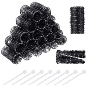 img 4 attached to 💇 20-pack Hair Styling Brush Rollers + Mesh Rollers and Picks for Women and Girls Hair (2.5 x 1.4 Inch, Black)