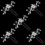 💐 wbcbec 5 pack bridal pearl flower crystal hair pins for women and girls - perfect for wedding and special occasions logo