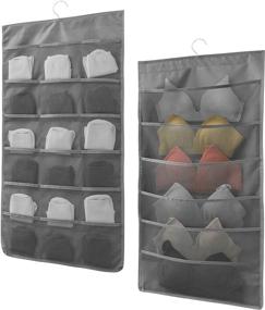 img 2 attached to AIRGAME Dual-Sided Storage Hanging Bag with Metal Hanger, 👙 Organizer for Underwear, Stockings, Bras, and Socks (6+18 Pockets, Gray)