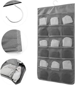 img 1 attached to AIRGAME Dual-Sided Storage Hanging Bag with Metal Hanger, 👙 Organizer for Underwear, Stockings, Bras, and Socks (6+18 Pockets, Gray)