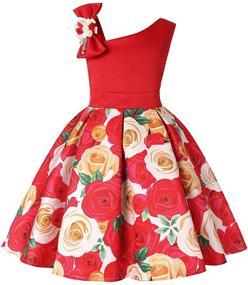 img 3 attached to 🌸 AGQT Flower Shoulder Floral Birthday Dresses for Girls' Clothing