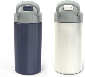 img 2 attached to 🌍 Zak Designs Planeterra Ivory & French Navy 18 oz Set of 2 Reusable Straw Water Bottles with Built-In Handle for Travel, Crafted with Long-lasting Plastic