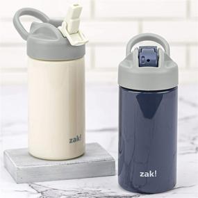 img 1 attached to 🌍 Zak Designs Planeterra Ivory & French Navy 18 oz Set of 2 Reusable Straw Water Bottles with Built-In Handle for Travel, Crafted with Long-lasting Plastic