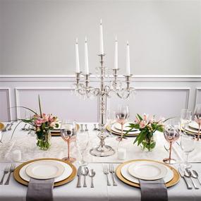img 2 attached to 💎 Klikel Silver Candelabra - Elegant 5 Candle Centerpiece with Crystal Drops - Perfect for Weddings and Dinner Parties