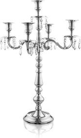 img 3 attached to 💎 Klikel Silver Candelabra - Elegant 5 Candle Centerpiece with Crystal Drops - Perfect for Weddings and Dinner Parties