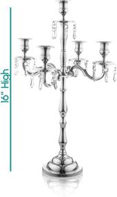 img 1 attached to 💎 Klikel Silver Candelabra - Elegant 5 Candle Centerpiece with Crystal Drops - Perfect for Weddings and Dinner Parties