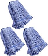 industrial-grade blue cotton loop-end wet mop head refills - heavy duty replacement for string mops (pack of 3, large) logo