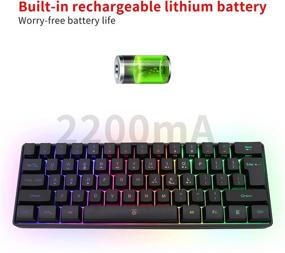 img 2 attached to Snpurdiri 60% Wireless Gaming Keyboard - 2200mAh Mini 61 Keys Mechanical Feel Keyboard 🎮 with Bluetooth 5.1 & 2.4G Wireless Dual Modes, Charging Support – Ideal for PC/Tablet/Smartphone Gamers (Black)