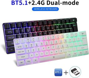 img 3 attached to Snpurdiri 60% Wireless Gaming Keyboard - 2200mAh Mini 61 Keys Mechanical Feel Keyboard 🎮 with Bluetooth 5.1 & 2.4G Wireless Dual Modes, Charging Support – Ideal for PC/Tablet/Smartphone Gamers (Black)