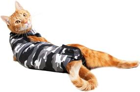 img 1 attached to 🔳 Черный камуфляжный костюм Suitical для восстановления у кошек