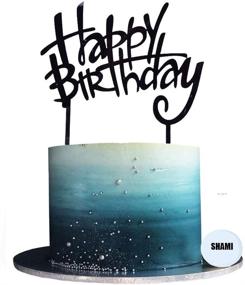 img 4 attached to Double-Sided Acrylic Cursive Happy Birthday Cake Topper 🎂 - Decorative Party Supplies in Black for Men and Women