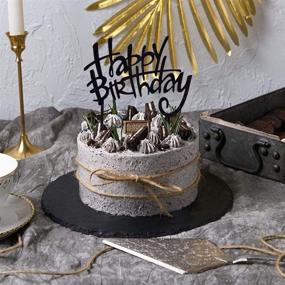 img 1 attached to Double-Sided Acrylic Cursive Happy Birthday Cake Topper 🎂 - Decorative Party Supplies in Black for Men and Women