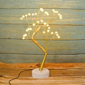 img 3 attached to 🌳 NANYUE 20inch Tabletop Bonsai Tree Light - LED Lights, Touch Switch (USB/Battery) - Fairy Spirit Light Tree Celtic Serenity - Artificial Lighted Tree Lamp for Living Room Home Decor Gifts (Pearl-36l)