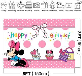 img 3 attached to 🎉 Disney Minnie Mouse Birthday Party Backdrop - Happy Birthday Decorations & Supplies for Girl Kids Baby Shower - Vinyl Photography Background - Photo Studio Props - 5x3FT