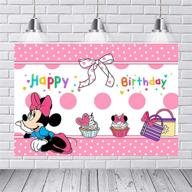 🎉 disney minnie mouse birthday party backdrop - happy birthday decorations & supplies for girl kids baby shower - vinyl photography background - photo studio props - 5x3ft logo