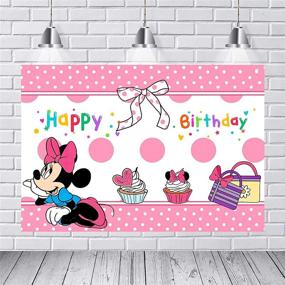 img 4 attached to 🎉 Disney Minnie Mouse Birthday Party Backdrop - Happy Birthday Decorations & Supplies for Girl Kids Baby Shower - Vinyl Photography Background - Photo Studio Props - 5x3FT