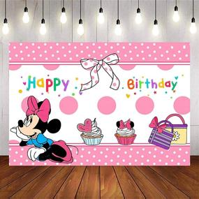 img 1 attached to 🎉 Disney Minnie Mouse Birthday Party Backdrop - Happy Birthday Decorations & Supplies for Girl Kids Baby Shower - Vinyl Photography Background - Photo Studio Props - 5x3FT