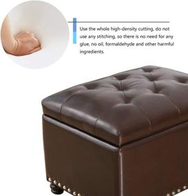 img 1 attached to 🪑 Adeco Dark Brown Bonded Leather Square Tufted Storage Footstool, 18" Ottoman - Stylish and Functional Addition for Your Space