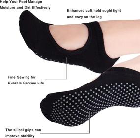 img 3 attached to Hicdaw Non-Slip Yoga Socks for Women - Perfect for Pilates, Ballet, Dance, and Barefoot Workouts (4-12 Pairs)