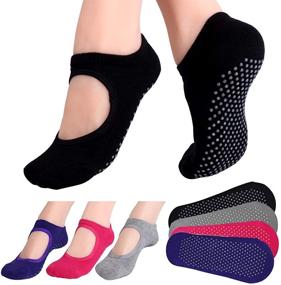 img 4 attached to Hicdaw Non-Slip Yoga Socks for Women - Perfect for Pilates, Ballet, Dance, and Barefoot Workouts (4-12 Pairs)