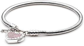 img 4 attached to 🐍 ATHENAIE 925 Sterling Silver Snake Chain Bracelet with CZ Love Heart Lock Clasp Charms