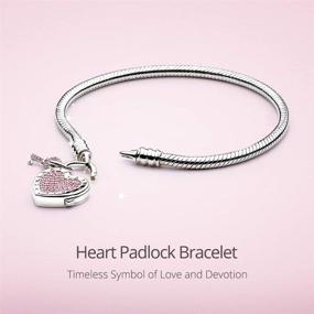 img 3 attached to 🐍 ATHENAIE 925 Sterling Silver Snake Chain Bracelet with CZ Love Heart Lock Clasp Charms