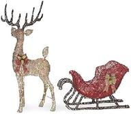 🦌 winter wonder lane 58" led lighted deer and sleigh holiday season christmas indoor/outdoor decor logo