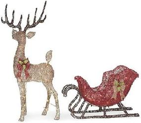 img 2 attached to 🦌 Winter Wonder Lane 58" LED Lighted Deer and Sleigh Holiday Season Christmas Indoor/Outdoor Decor