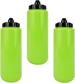 img 4 attached to 🥤 Sports Water Bottle - Flexible Plastic Beverage Bottle - 36oz Water Bottle - Plastic Water Bottles with Fluid Level Indicator - Squeeze Water Bottle for Fitness, Gym, Yoga - Set of 3