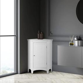 img 2 attached to 🚽 Enhance Bathroom Organization with Teamson Home Glancy Bathroom Storage Floor Cabinet in White