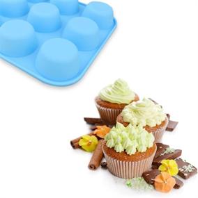 img 1 attached to 🧁 homEdge Силиконовая форма для 12 кексов - Комплект из 2-х форм без приставания для кексов, пирожных, яичных бит - Синий