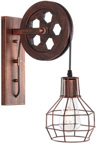 img 3 attached to BAODEN Industrial Wall Sconce 1-Light Rustic Mid Century Wall Light With Matte Iron Cage Lampshade For Indoor Lighting Barn Restaurant Wine Cellar(Rust Color)