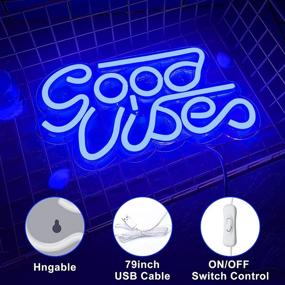 img 1 attached to 🌟 Good Vibes Neon Signs (13" X 7"), Cisteen Led Neon Light Signs with Acrylic Board, Goodvibes Neon Word Light Wall Decor for Bedroom, Makeup Room, Game Room, Bar, Wedding, Party, Powered by USB