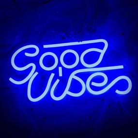 img 4 attached to 🌟 Good Vibes Neon Signs (13" X 7"), Cisteen Led Neon Light Signs with Acrylic Board, Goodvibes Neon Word Light Wall Decor for Bedroom, Makeup Room, Game Room, Bar, Wedding, Party, Powered by USB